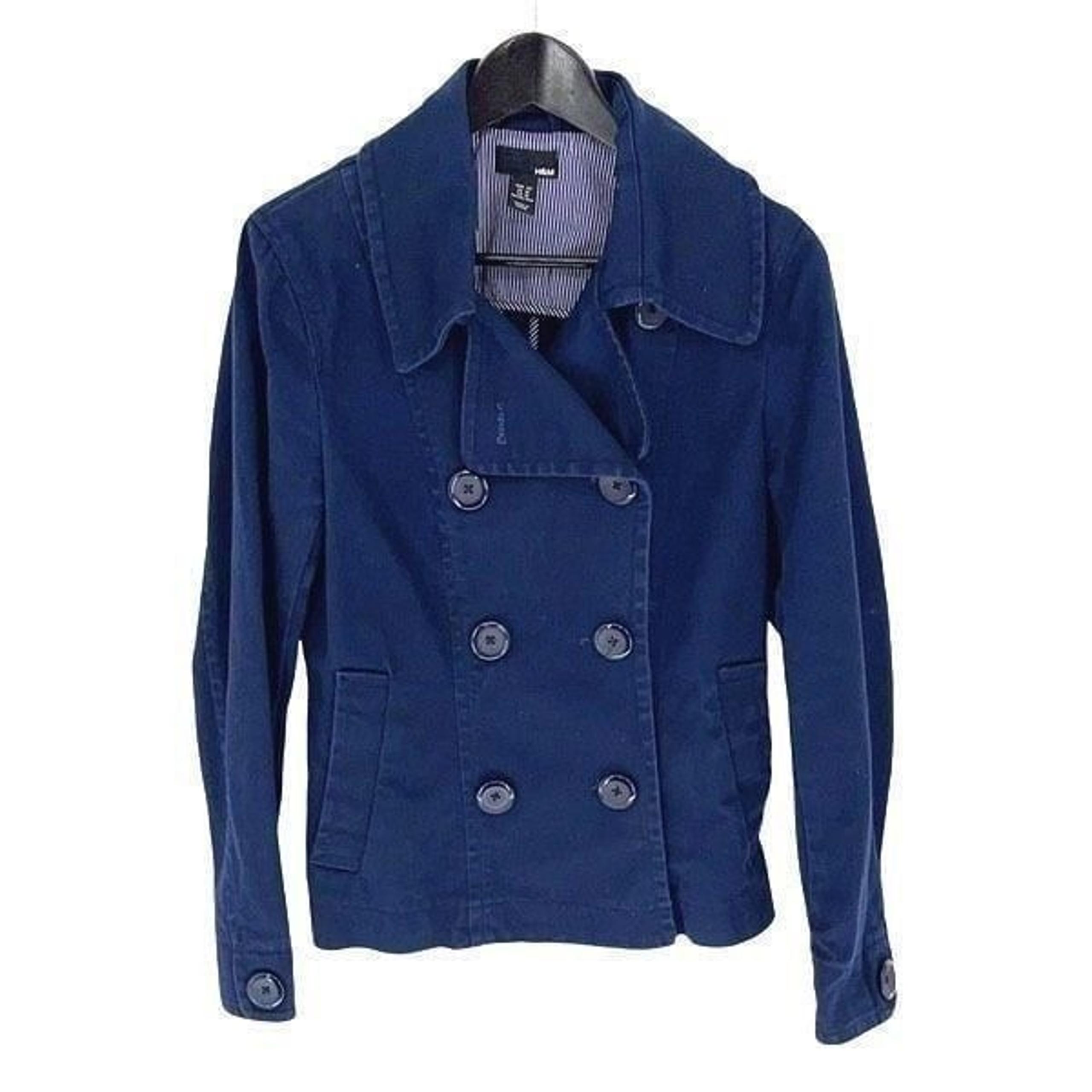 Womens Double Breasted Long Sleeve Pea Coat Jacket Navy Size 10 - H&M