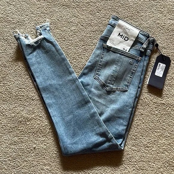 NWT Rag & Bone Cate Mid-Rise Distressed Ankle Skinny Jeans in Thunderbird