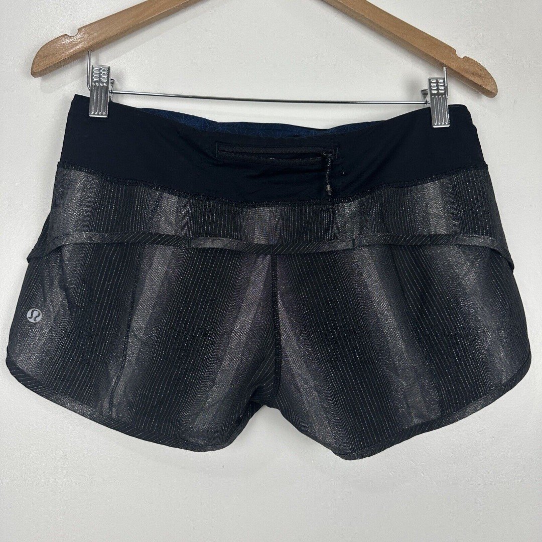 Lululemon Run: Speed Short *2-way Stretch Sparkle Swift Black Gunmetal / Black