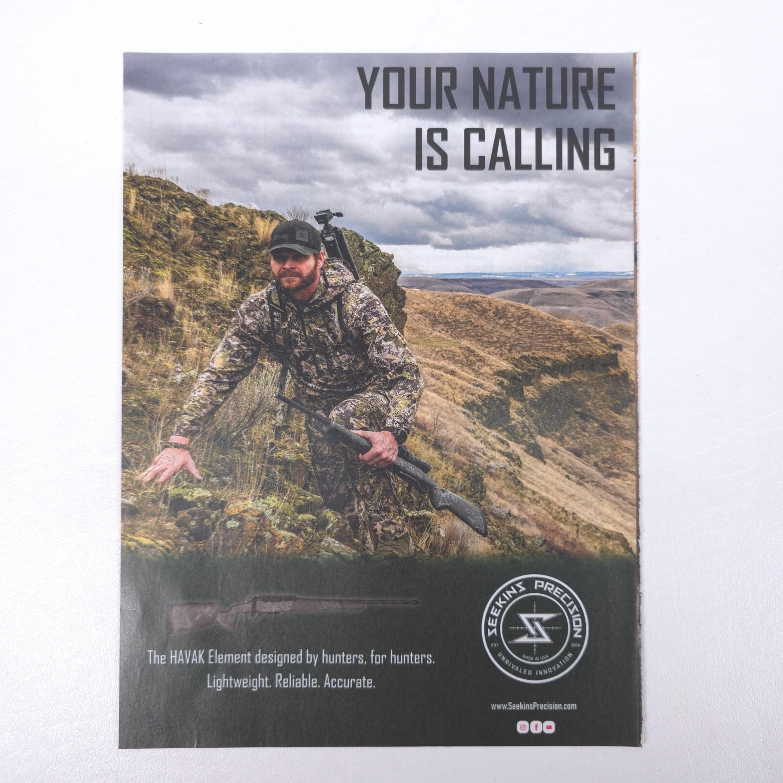 Seekins Havak Element Rifle Elk Hunting Magazine Print Ad Mountain Art - Precision