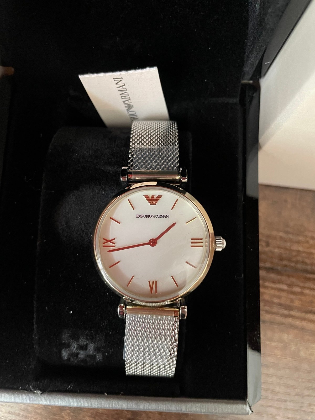 NEW EMPORIO ARMANI KAPPA SILVER GOLD MOP MESH WOMEN'S AR2068 WATCH
