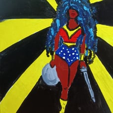 20 x 16 canvas painting of wonder woman signed