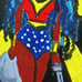 20 x 16 canvas painting of wonder woman signed