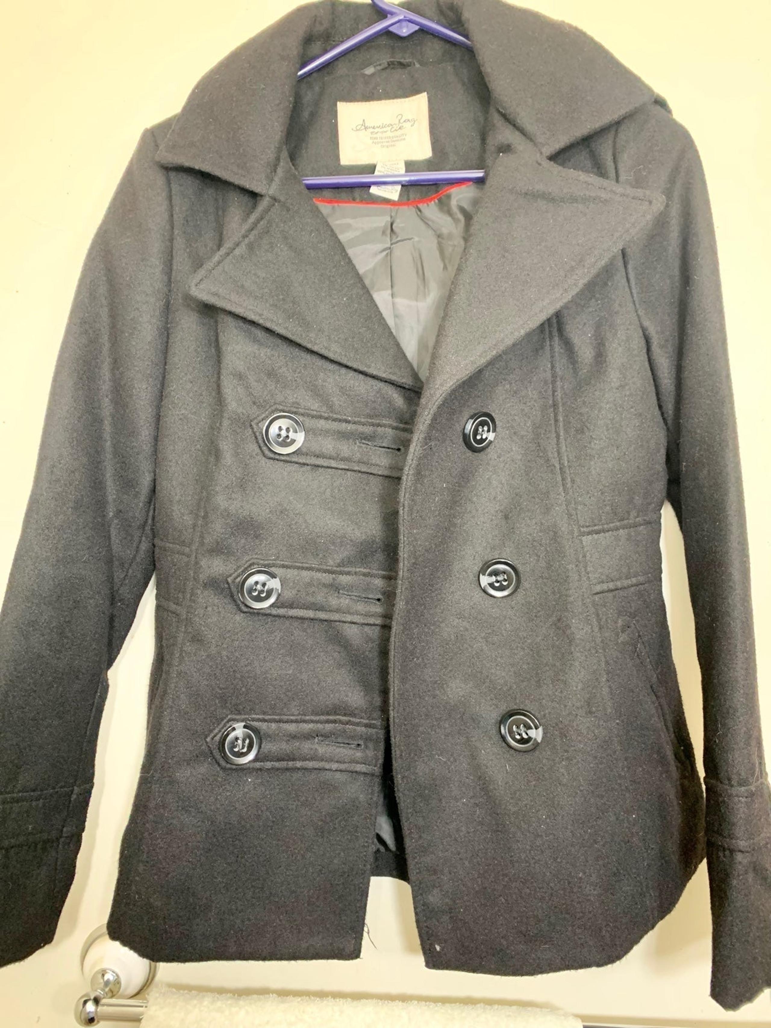 American Rag Cie Button Down Pea Coat w/ Hood Womens Size XS