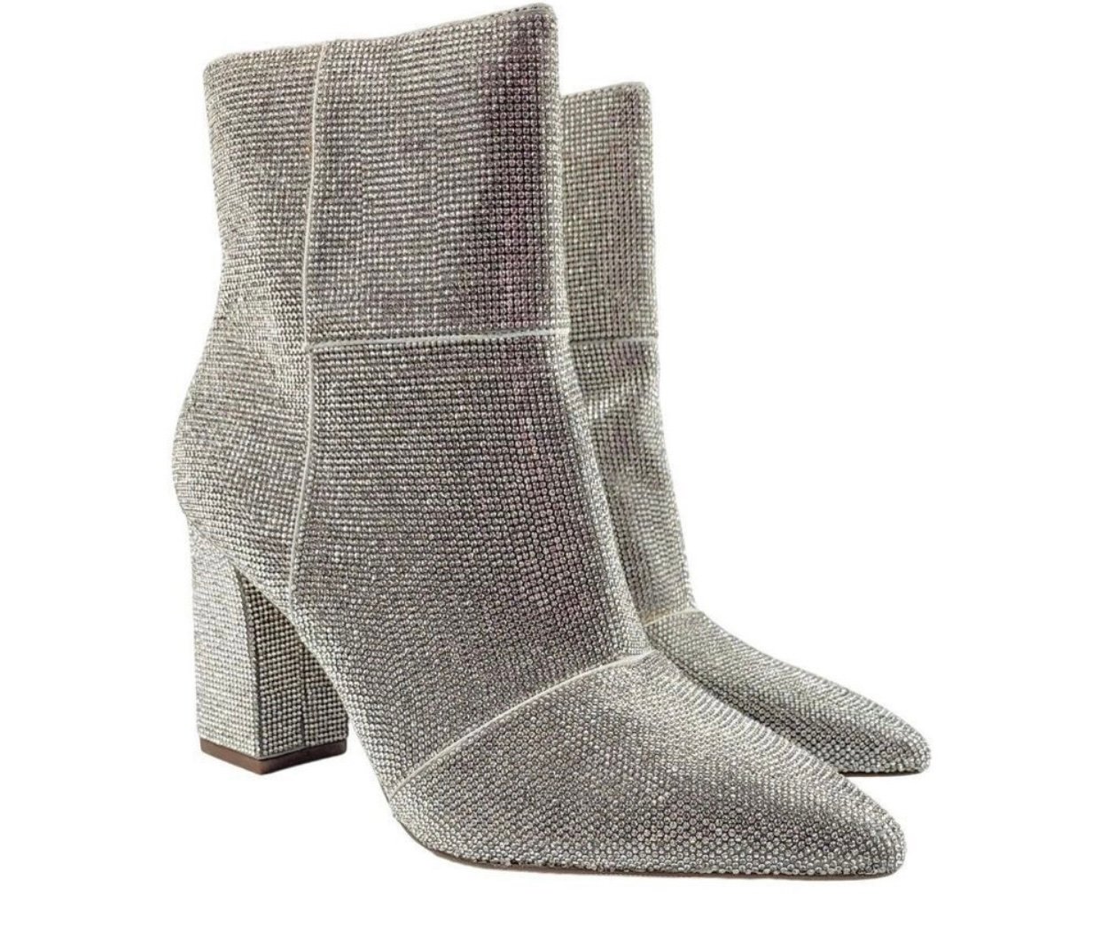 Madden Girl Bonnie Silver Crystal Visit Pointed-Toe Block-Heel Dress..