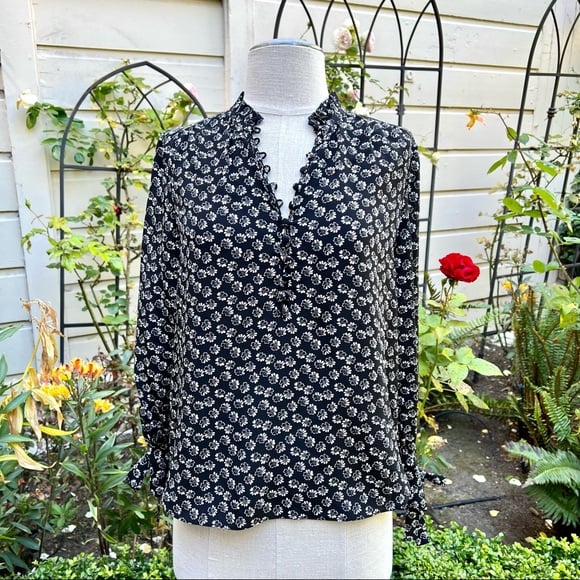 Rebecca Taylor Rue Floral Print Silk Blouse Sz 2