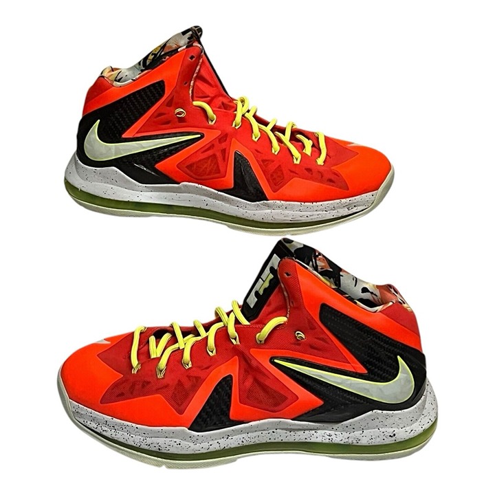 Nike Lebron 10 PS Elite Bright Crimson Orange Men's Sneakers 579827-800 Size 11