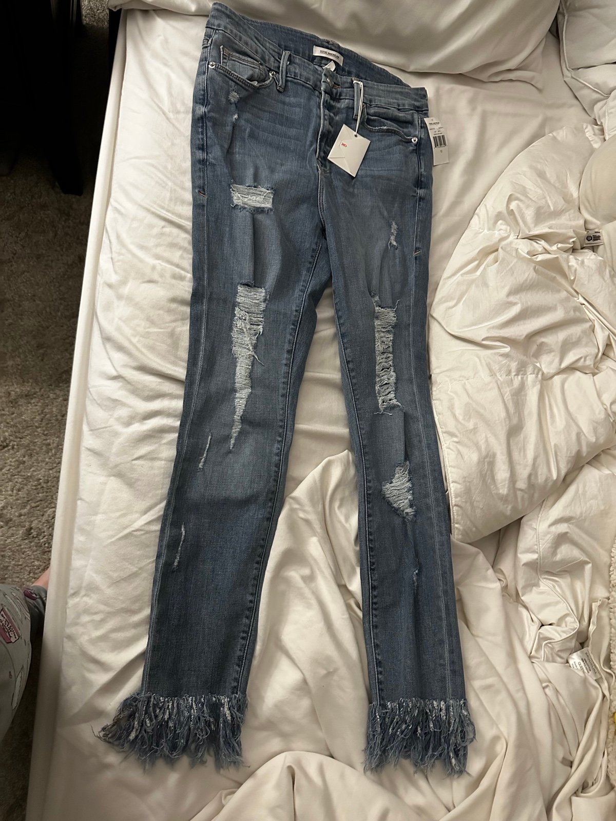 Good American Good Legs Frayed Skinny Jeans 12/31