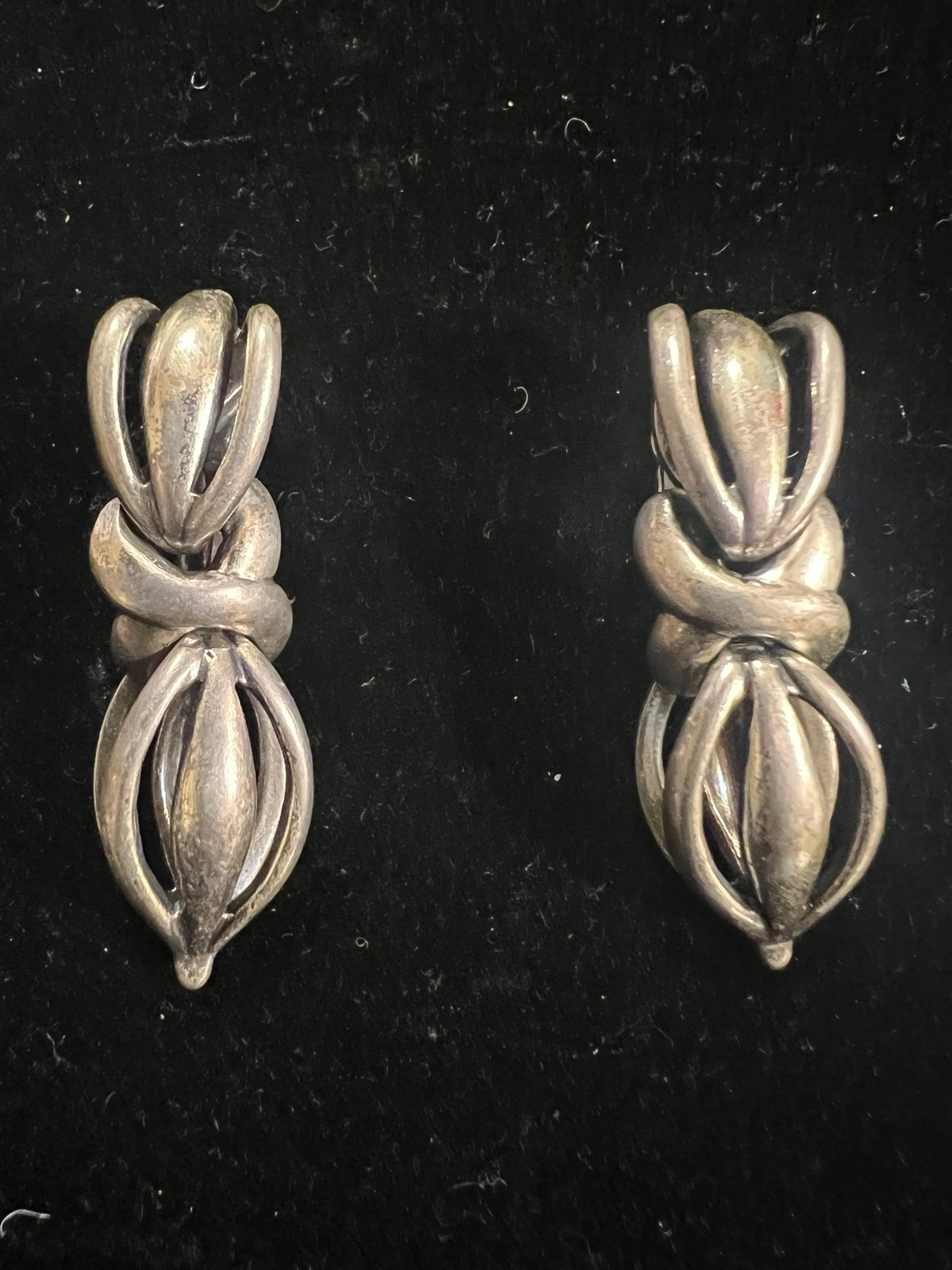 Vintage Estate Sterling Silver Napier Clip On Earrings