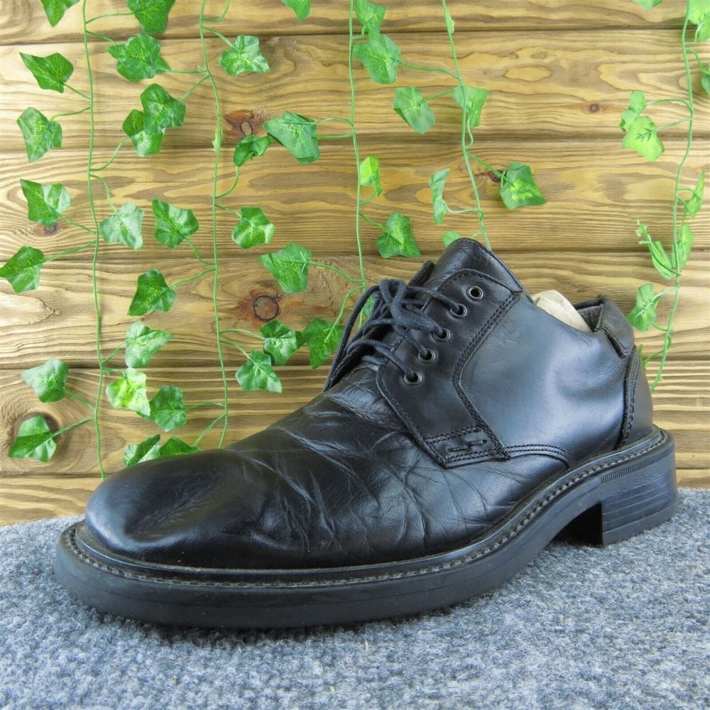 Kenneth Cole New York Men Sneaker Shoes Black Leather Lace Up Size 9.5 Medium