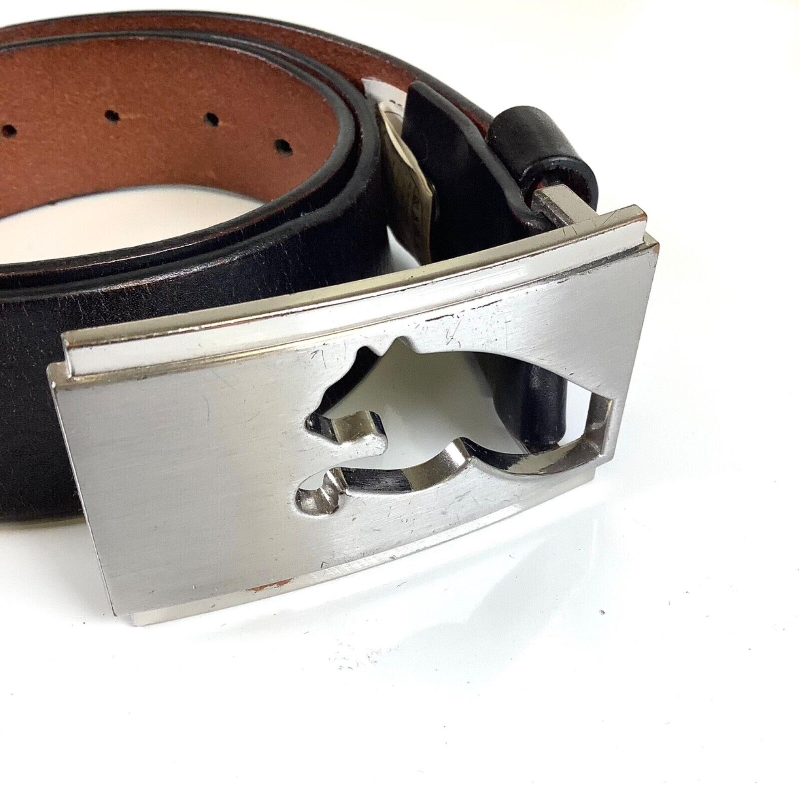 Puma Leather Golf Belt Mens M 90cm 40” Black Big Buckle Logo