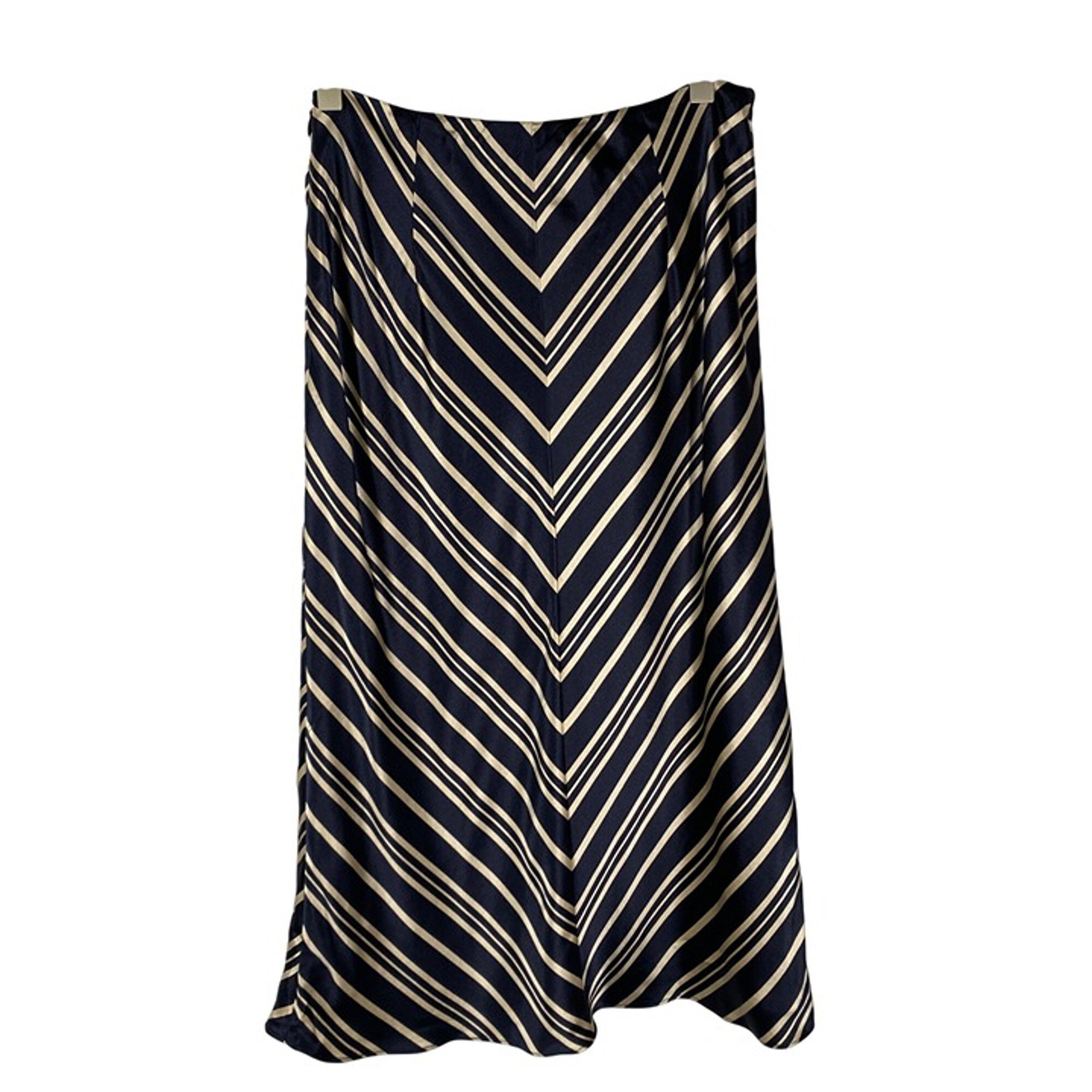 Vintage silk A-line Banana Republic midi skirt navy & gold women’s 2
