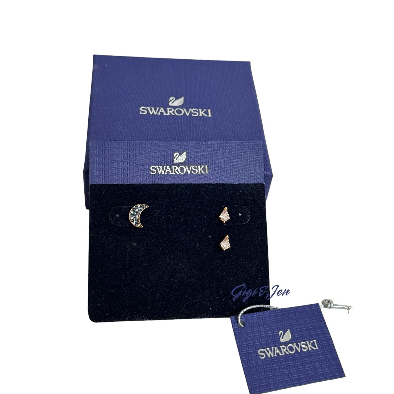 Swarovski Symbolic Pierced Earrings Set Moon and Star New