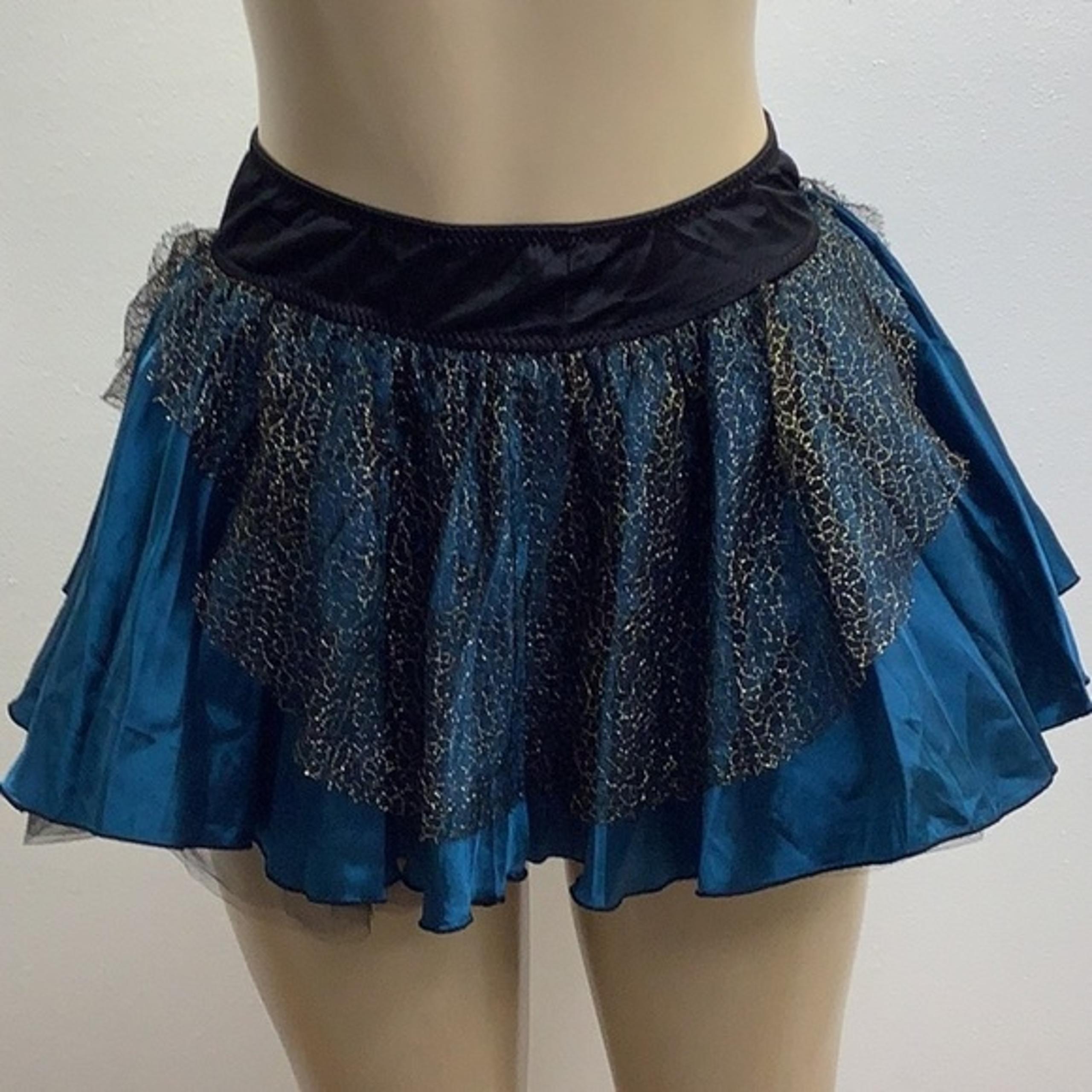 Teal Satin with Gold Mesh & Black Tulle Skirt Size Small New Without Tags