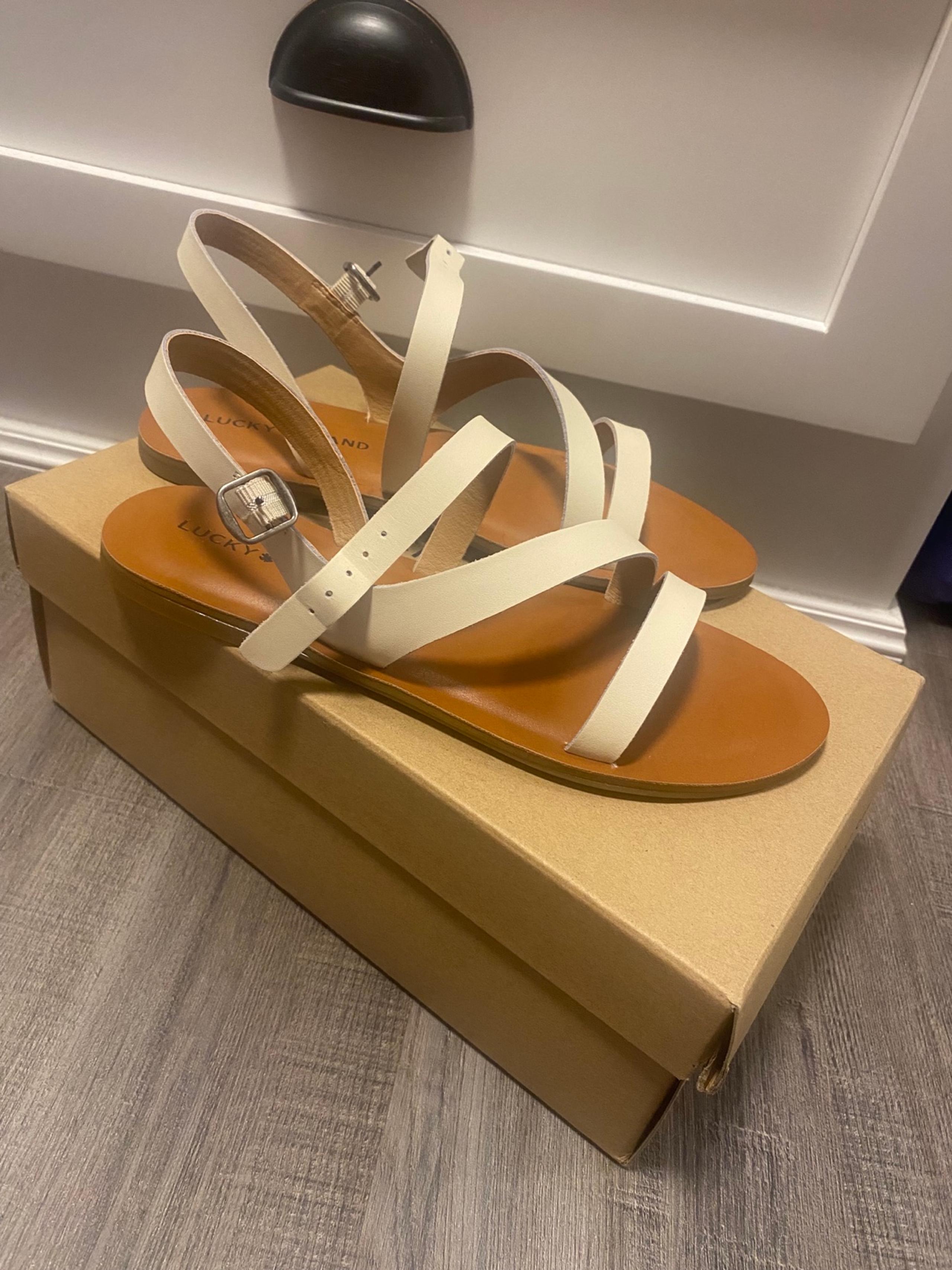 Lucky Brand Women's Alexcia Linen Leather Strappy Sandals Size 7