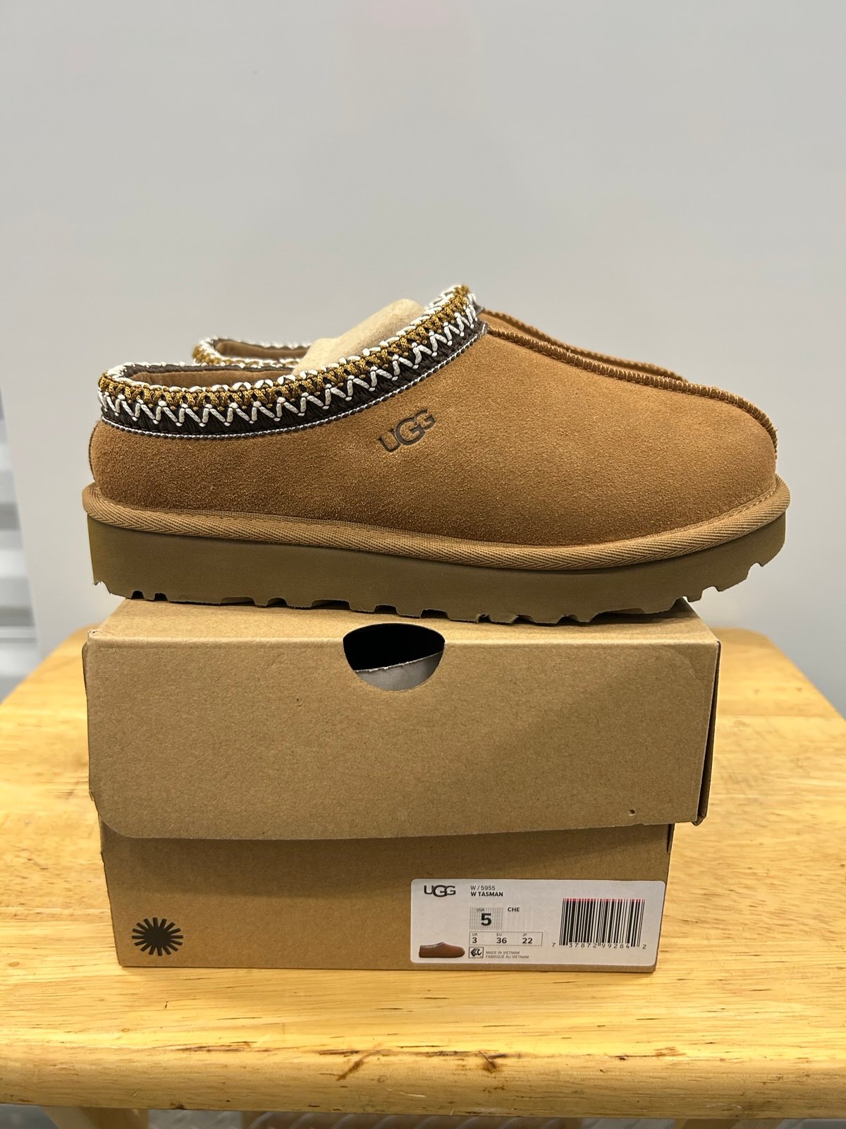 UGG Tasman Slippers Chestnut Sz 5 Womens 5955 CHE New In Hand