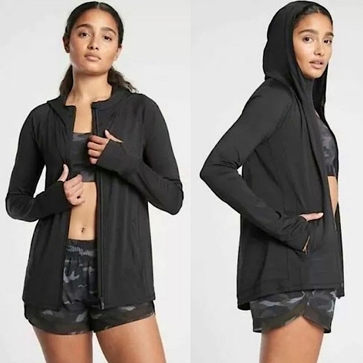 Athleta Pacifica Illume UPF Relaxed Jacket Full Zip Black Small