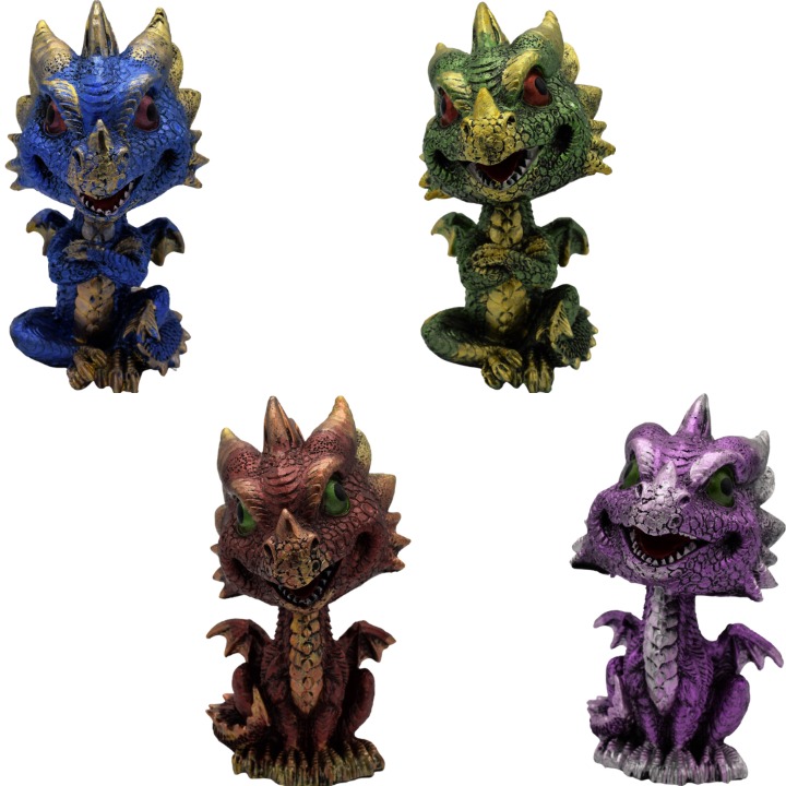 Set of 4, 6 Bobble Head Dragon Figurine