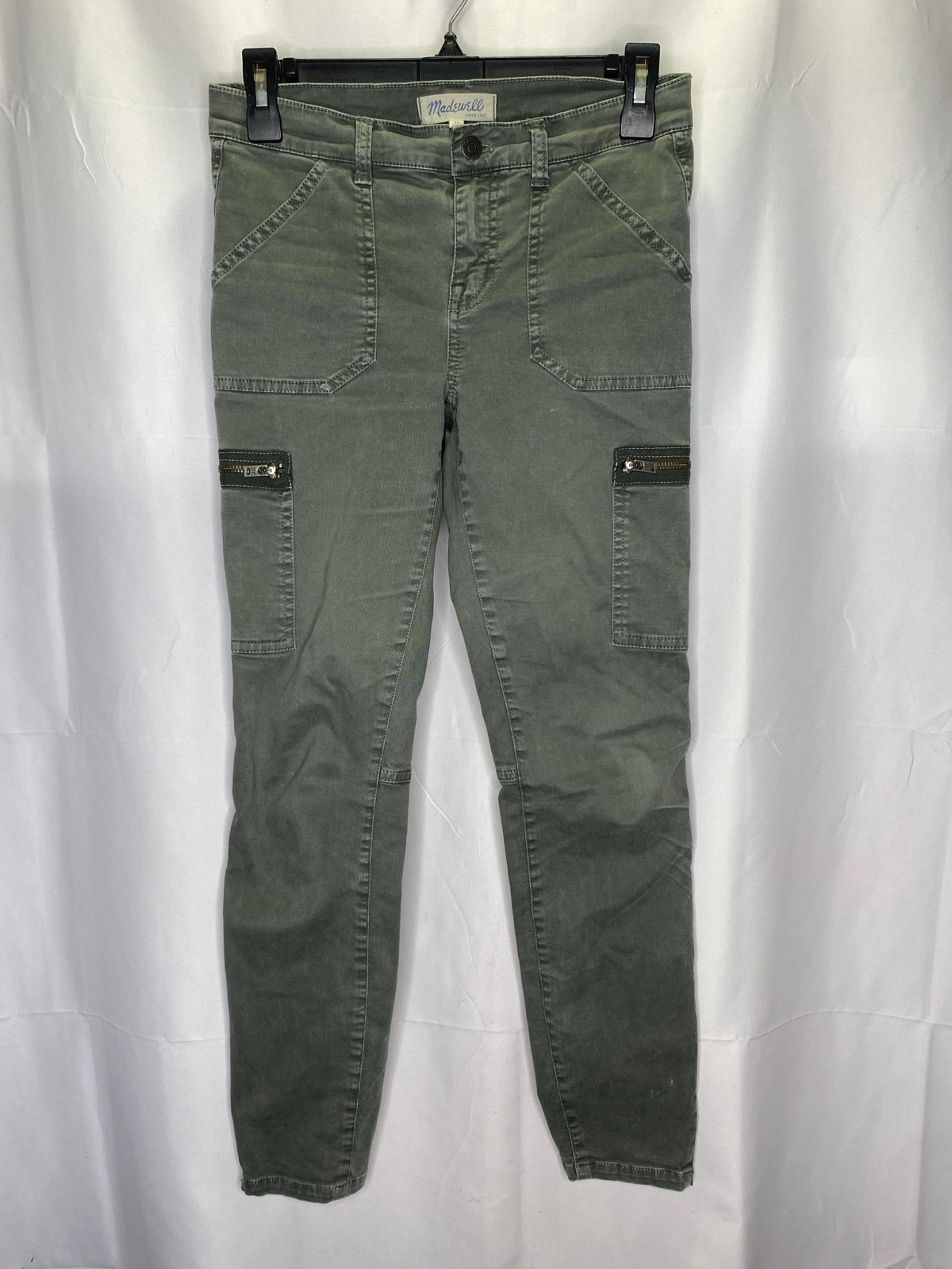 Madewell Skinny Fatigue Cargo Pants Zip Ankle Army Green Women's Size 25