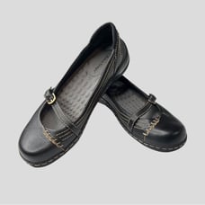 Bare Traps Size 8.5 Maggie Leather Mary Janes Flats Slip On Strap Shoes Black
