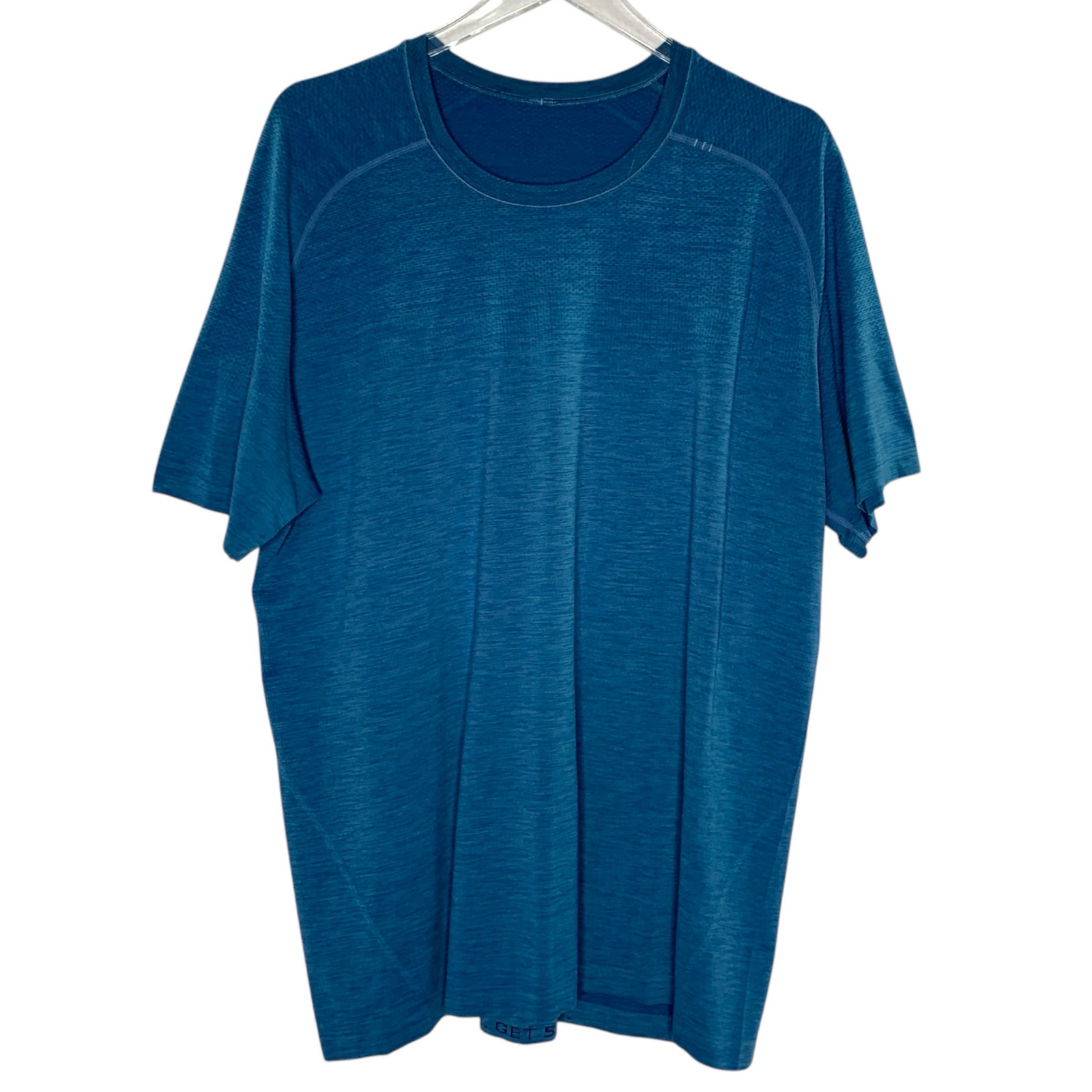 Lululemon XXL Mens Blue Tech Short Sleeve Shirt Active Sports Running