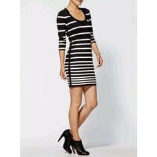 Rag & Bone black white knit stripe scoop neck dress long sleeve size medium