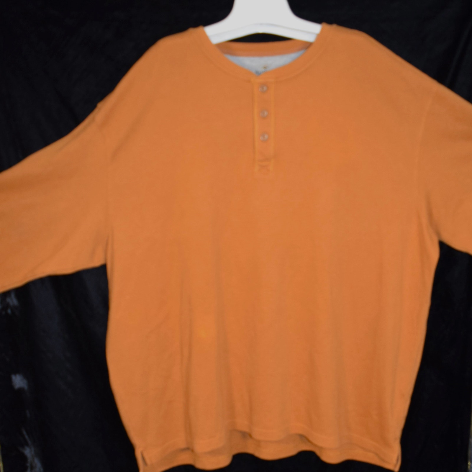 Redhead Mens Sz 5XL Waffle Knit Henley Poly/Cotton Blend Orange Long Sleeve