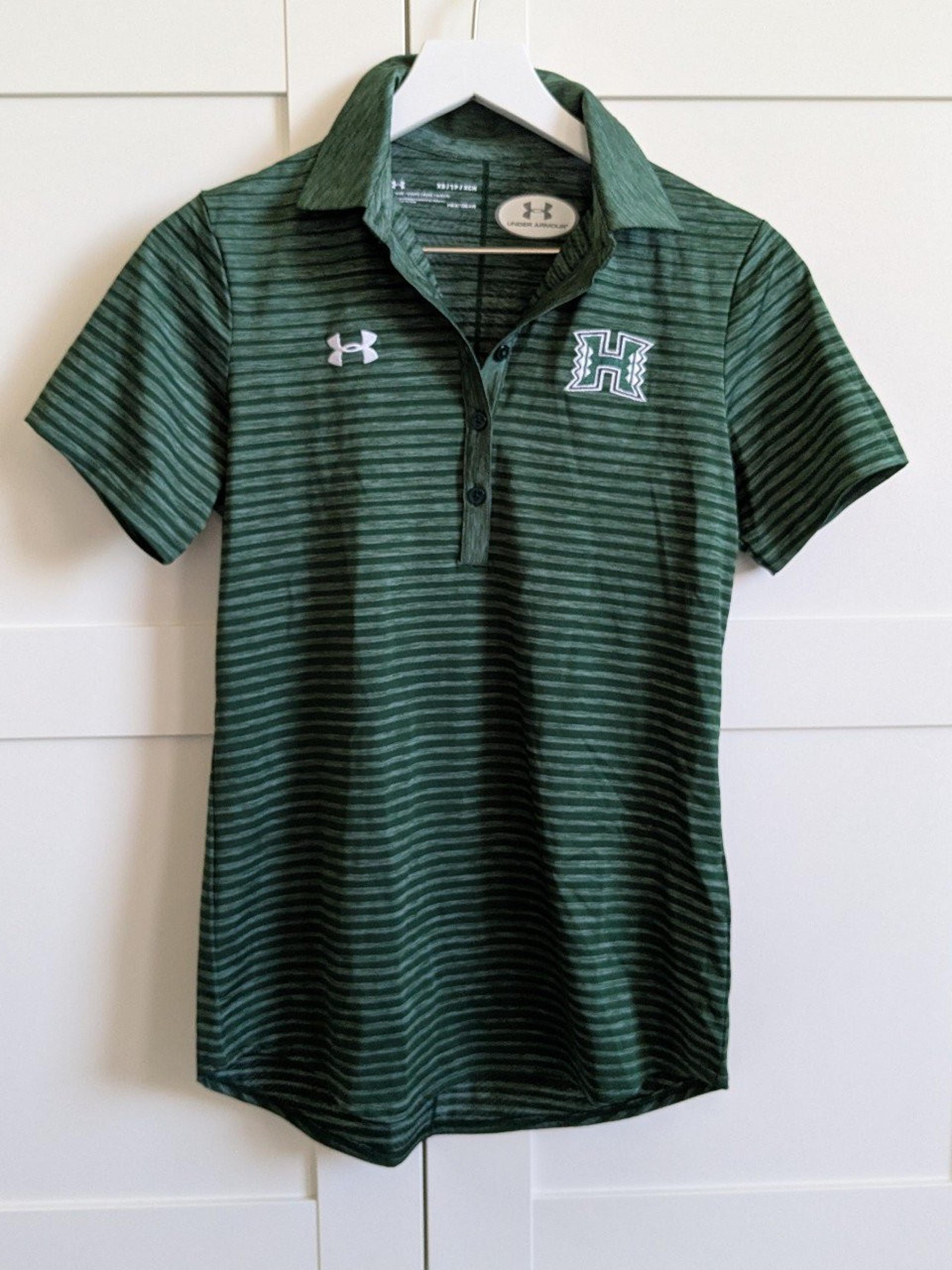 Women's Under Armour Green Striped Polo Shirt XS
