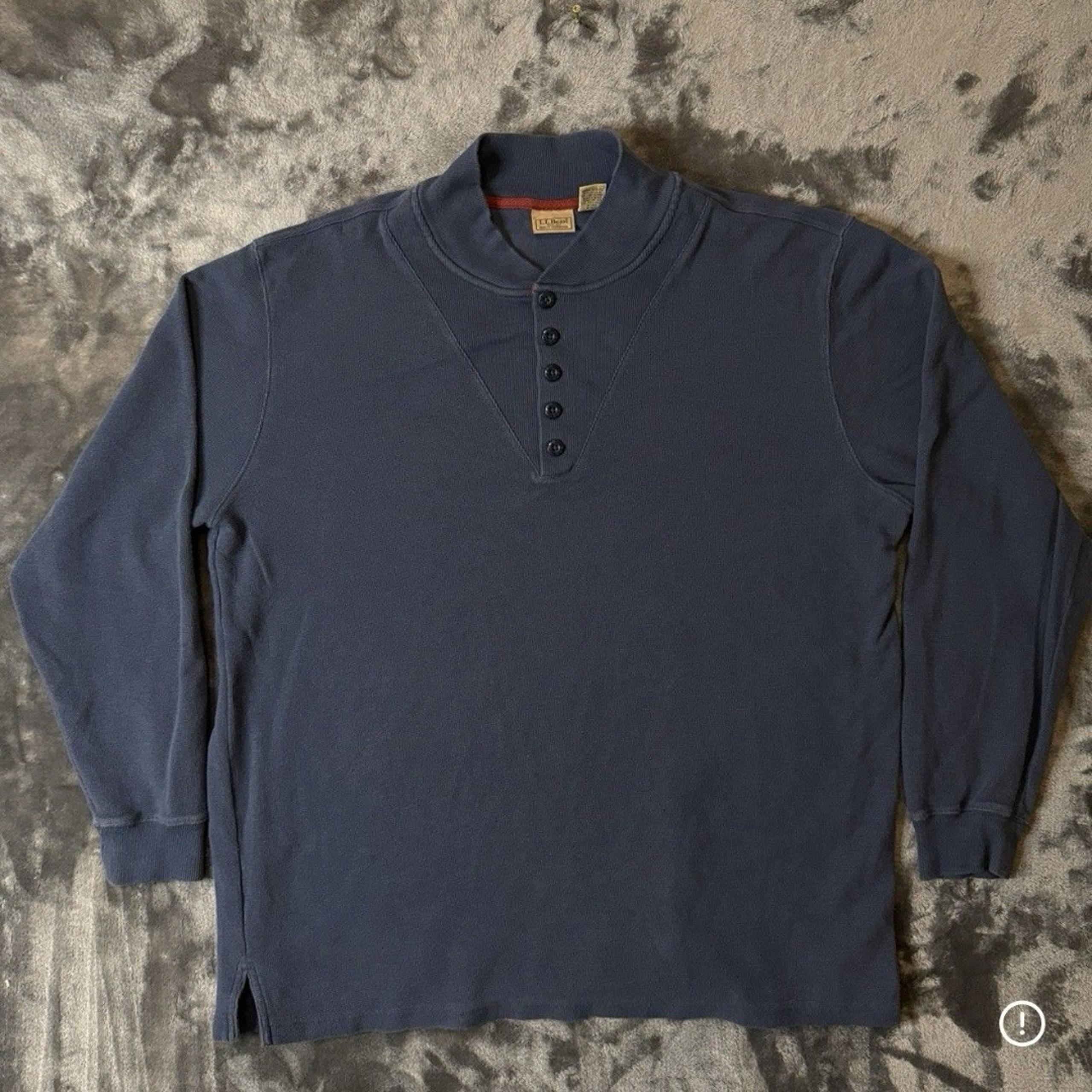 Mens L.L. Bean Henley Shirt XL-Tall Navy Blue Cotton Outdoor Pullover Buttons