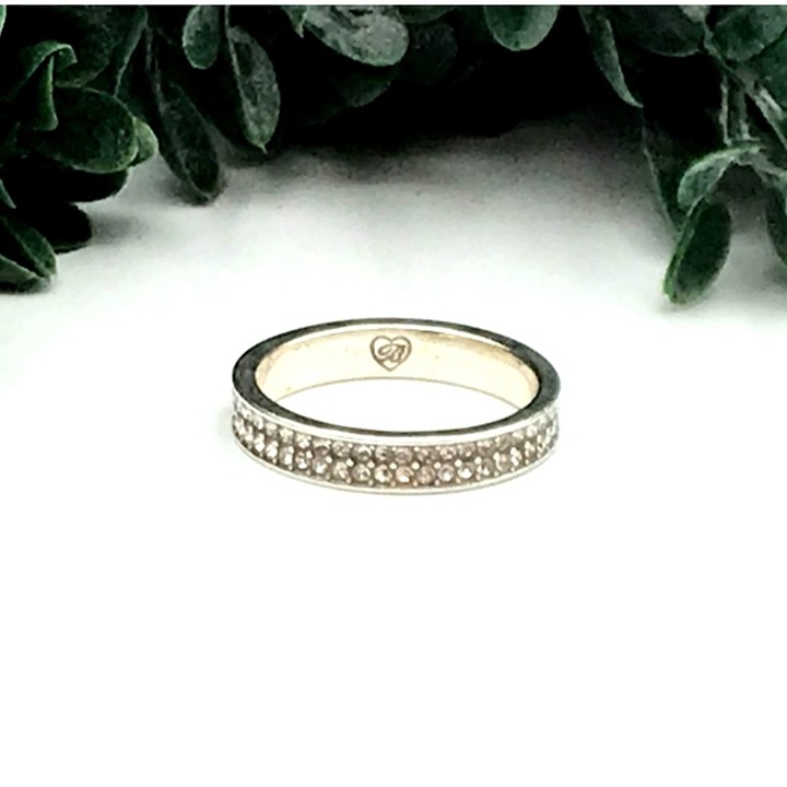 Vintage Style Silver tone Ring Cubic Zirconia Eternity Band by Brighton