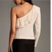 Anthropologie Off Shoulder Ruffle Hem Cream Top Sz Large
