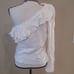 Anthropologie Off Shoulder Ruffle Hem Cream Top Sz Large