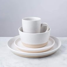 Lot Of 14 H2K Two Tone Stoneware Dinnerware