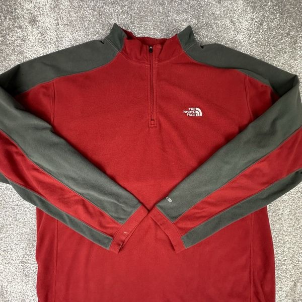 The North Face TKA100 Quarter Zip Fleece Sweatshirt Mens XL Regular Red Hiking