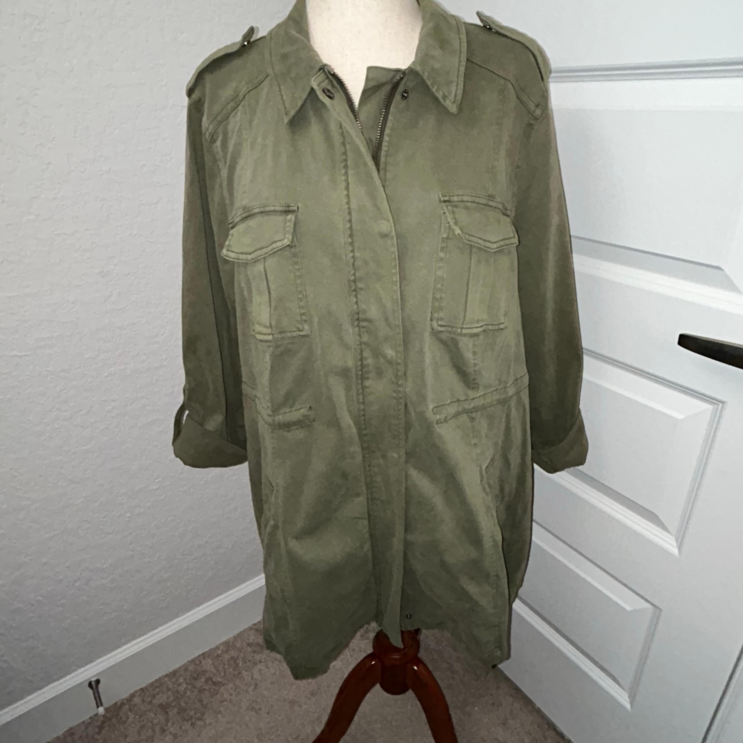 Torrid Military Style Zipper Snap Button Front Jacket Coat