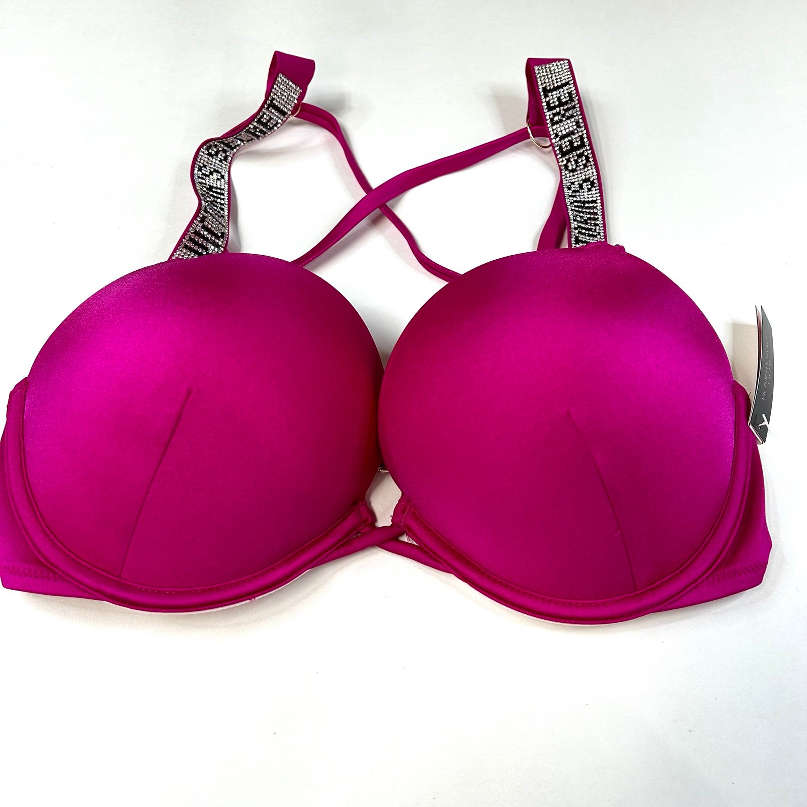 NEW Victoria’s Secret 34D Bombshell Bikini Top Shine Strap Pink Fuchsia QAX 2748