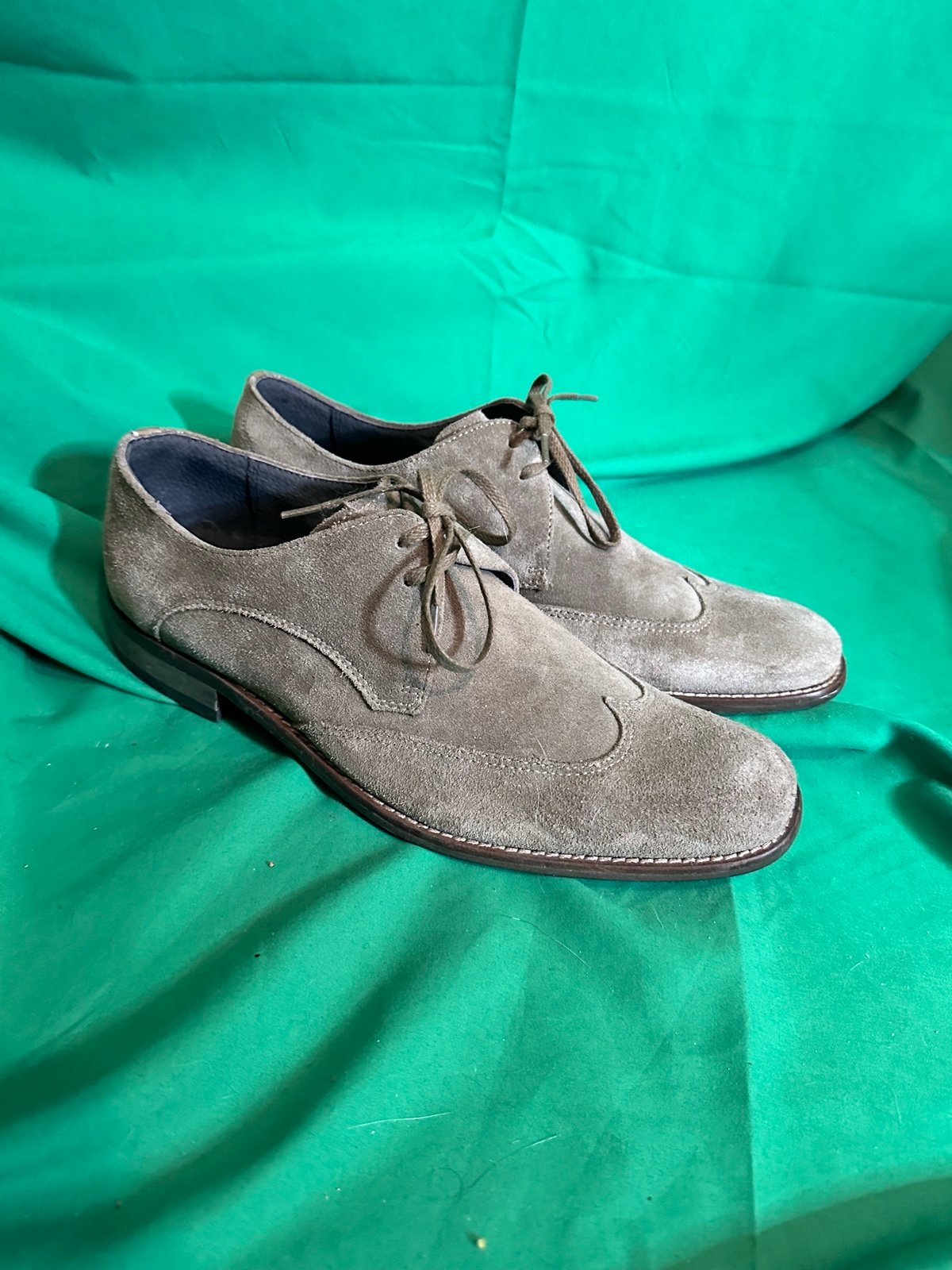 JOHN VARVATOS gray suede leather derby shoes 8