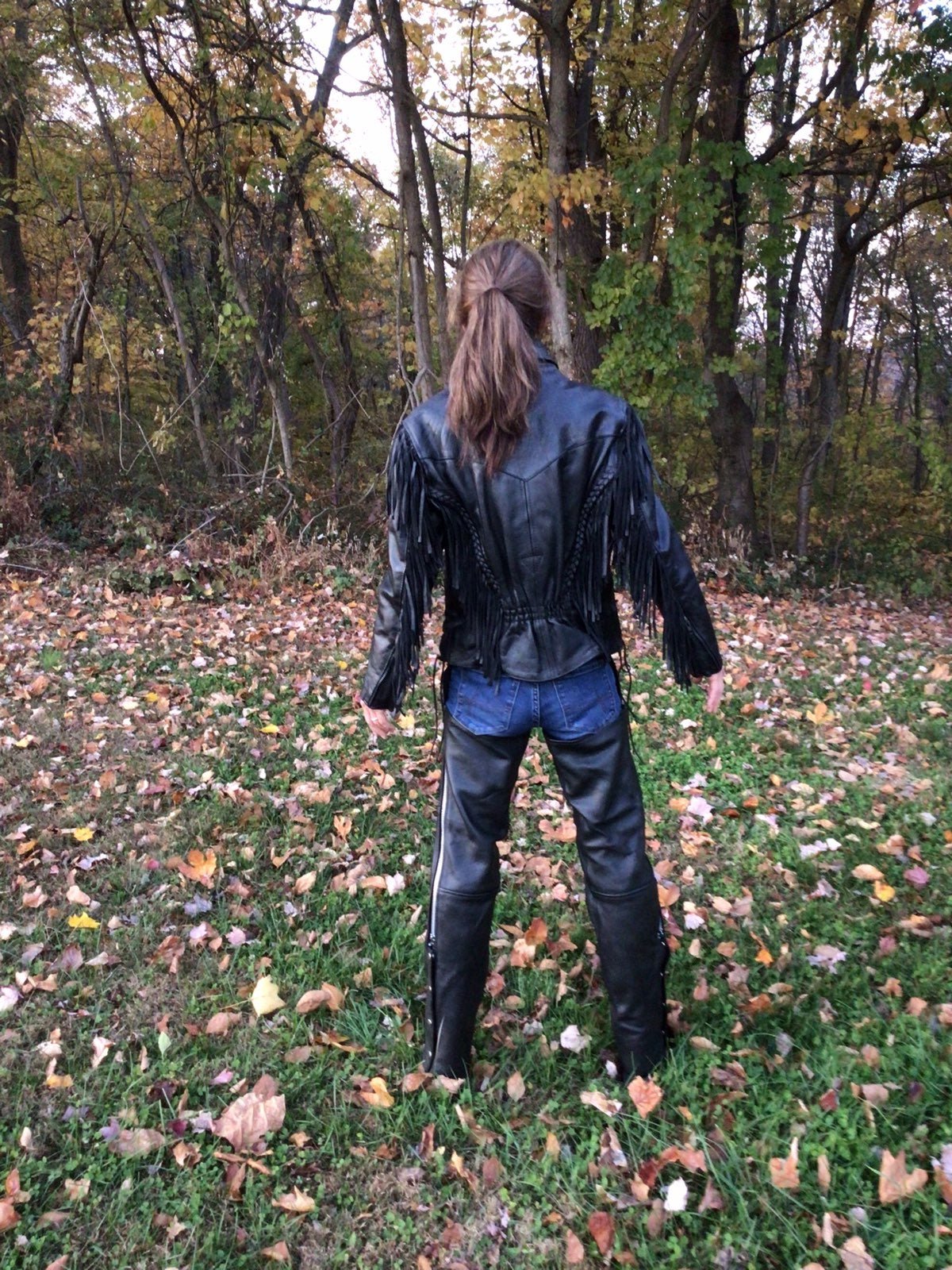 Genuine black Leather Jacket and Chaps