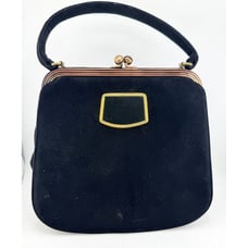 Vintage Artcraft Creation black suede top handle purse bag handbag