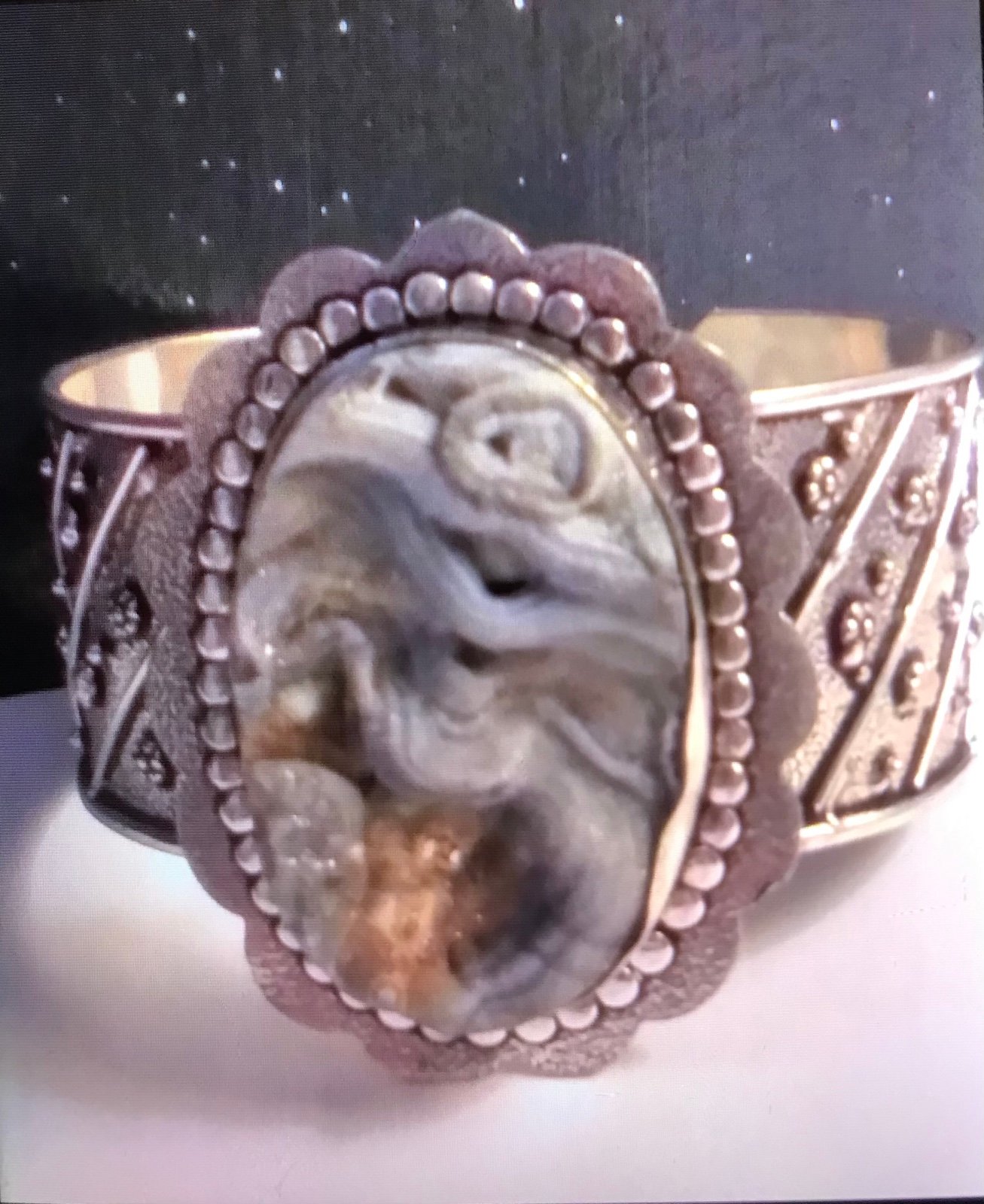 Druzy 925 Sterling Silver Cuff Bracelet