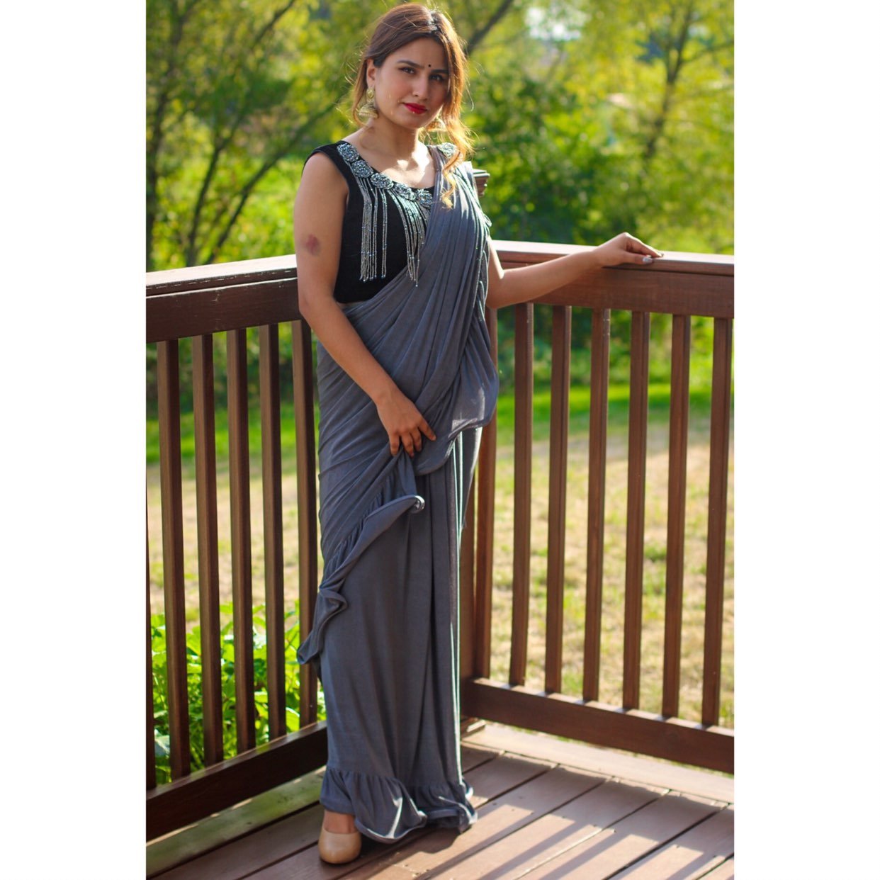 ready made ruffle saree