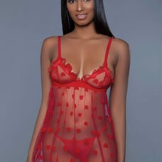 Hearts Babydoll G-String Set