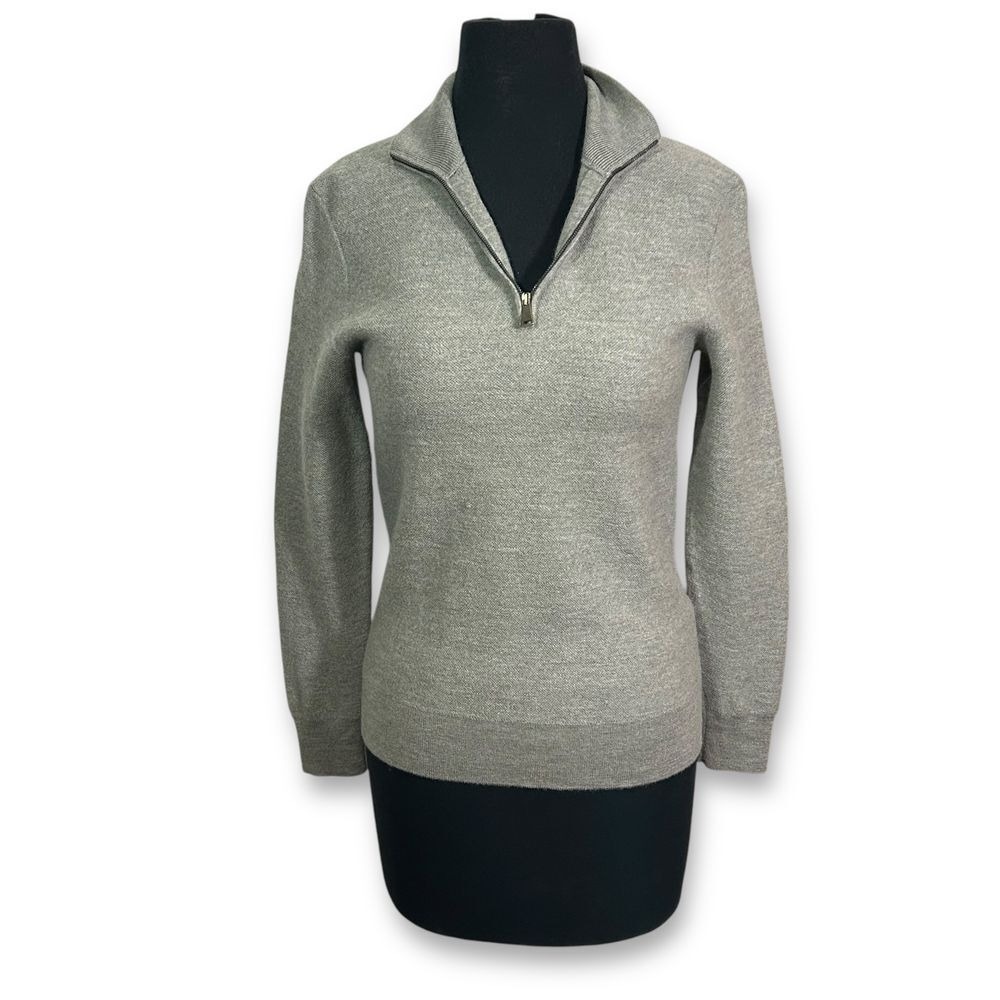 Ralph Lauren Purple Label Wool Cashmere Quarter-Zip Pullover Sweater Womens Med