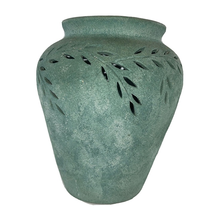 D Randolph Luminary Pottery Vase Green Vintage Signed 1986