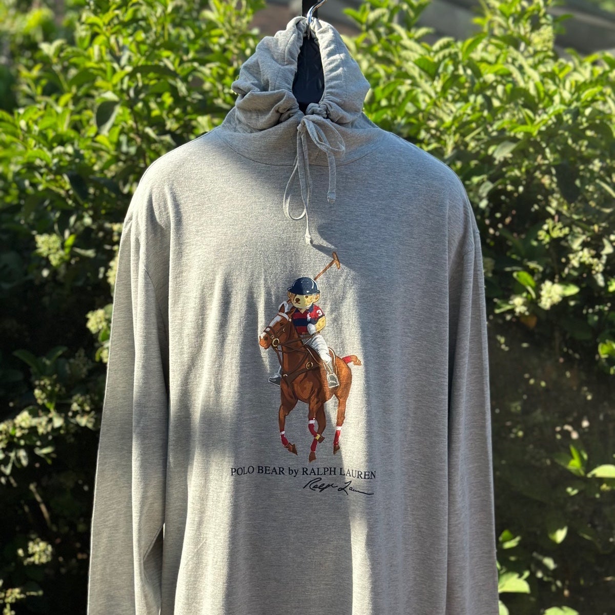 POLO RALPH LAUREN BEAR JOCKEY LONG SLEEVE COTTON HOODIE (XLT)