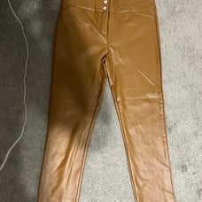 house of daırres faux leather cognac pants