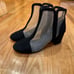 Cecelia black ribbed cream mesh chunky pumps