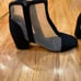 Cecelia black ribbed cream mesh chunky pumps