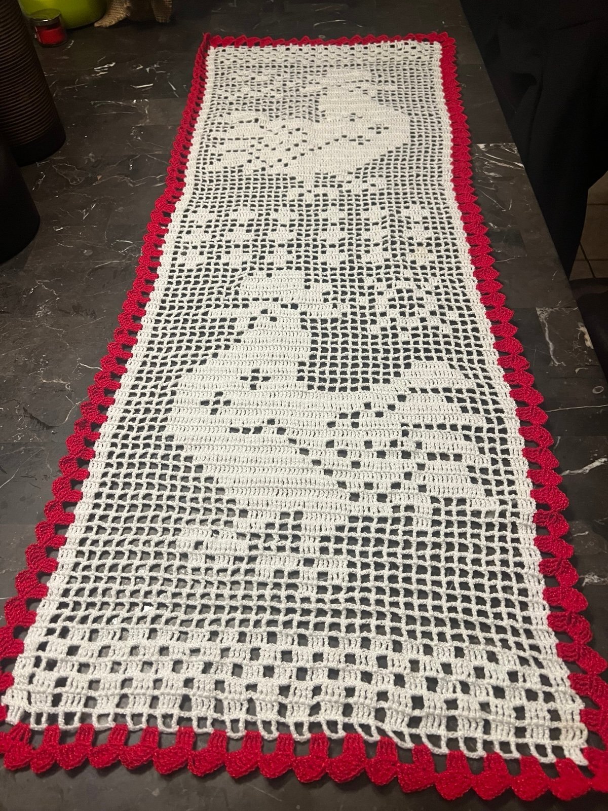 Handmade Chicken & Rooster Crochet Table Runner