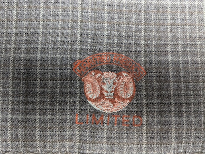 Large Piece 2 yd 16 x 60 in Harfred Fabrics RARE VINTAGE WOOL Gray Micro-Plaid